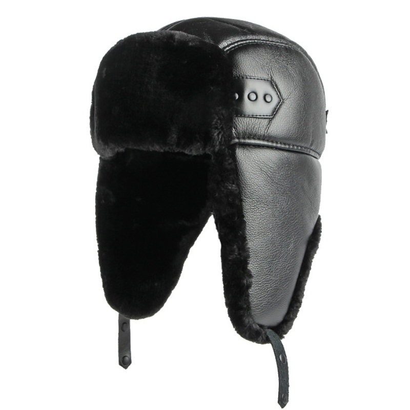 Leather Work Hat - HT4002-Sombrero ruso de cuero PU para