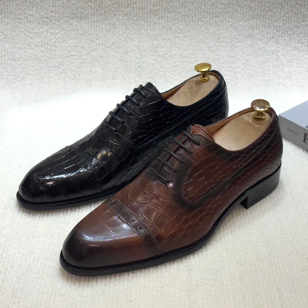 Leather Work Hat - Zapatos de vestir de cuero genuino