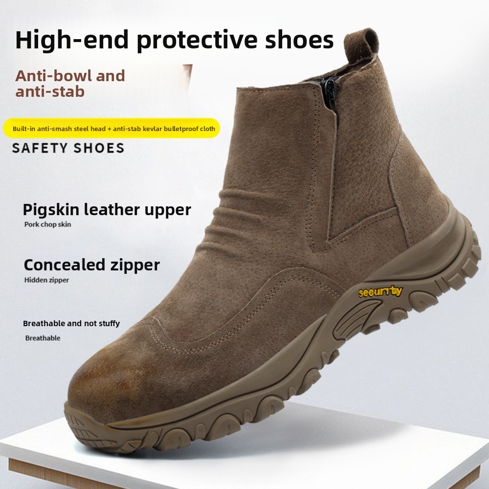 Leather Work Hat - Zapatos de Seguridad de Cuero Transpirable