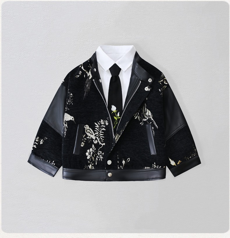 Leather Work Jacket - Chaqueta de cuero Pu con bordado