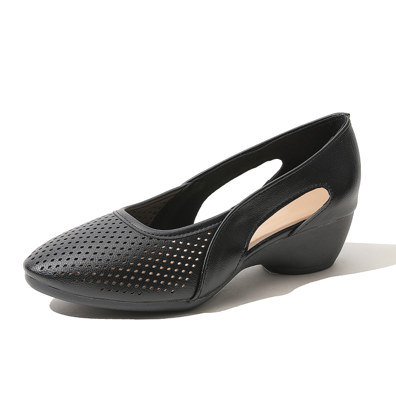 Leather Work Outfit - Zapatos de Cuña para Mujer Sandalias