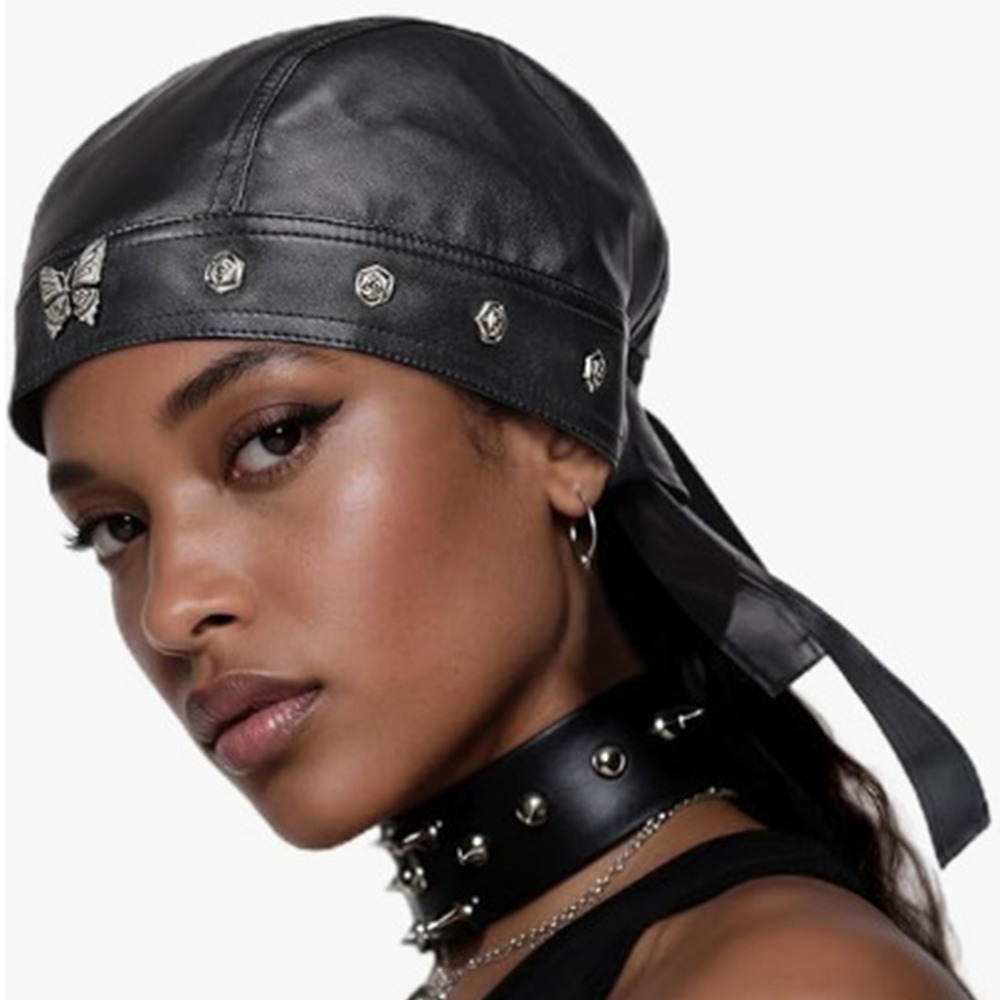 Leather Work Hat - Nueva gorra de motociclista negra de