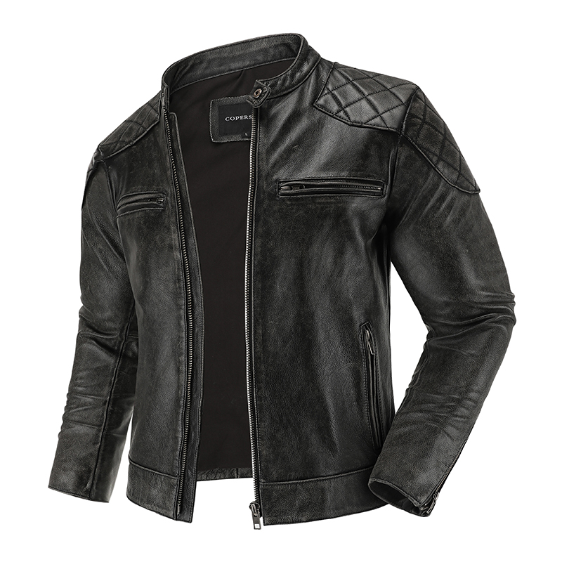 Chaqueta de cuero Retro Para m - Leather Work Jacket reseña y precio