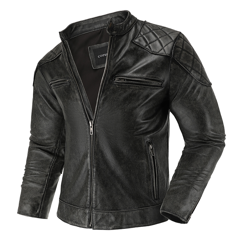 Chaqueta de cuero Retro Para m - Leather Work Jacket reseña y precio