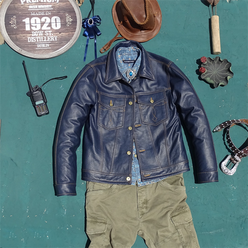   Chaqueta de cuero genuino Kn - Leather Work Jacket reseña y precio