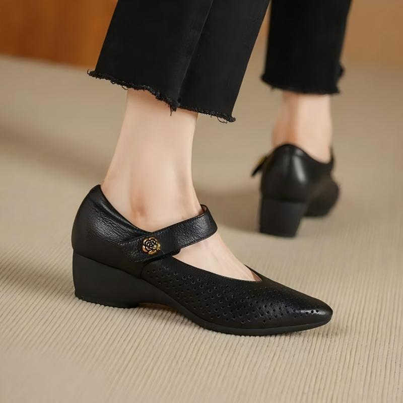 Zapatos de Tacón de Cuña Mary  - Leather Work Outfit reseña y precio